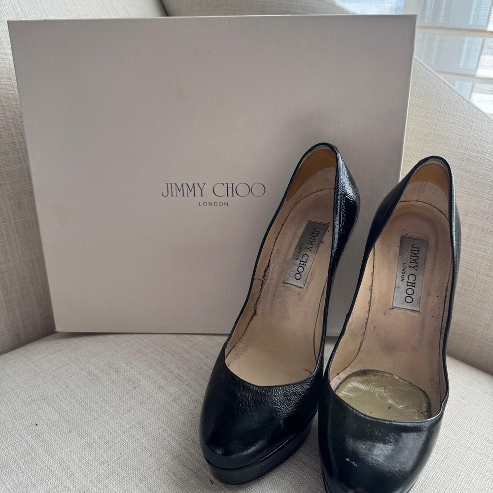 Jimmy Choo Black Leather Platform Pump